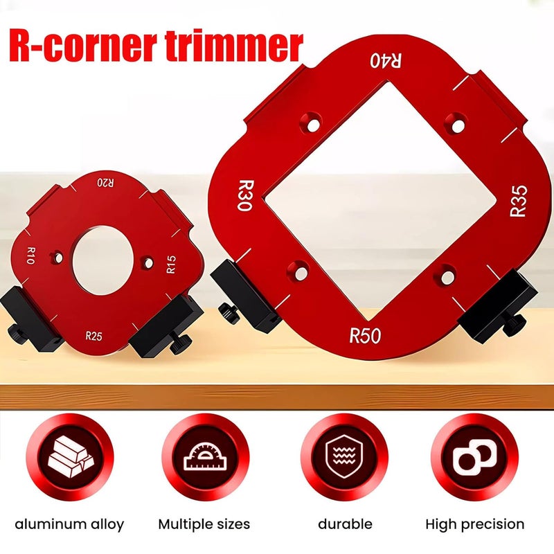 Lightdream 2-Piece 4-in-1 Rounded Corner Router Template, Aluminium Alloy Edge Guide Radius Template, Complete with 4 milling Cutters, for Woodworking Applications Rounded Corner arc Cutting and DIY Project - Image 4